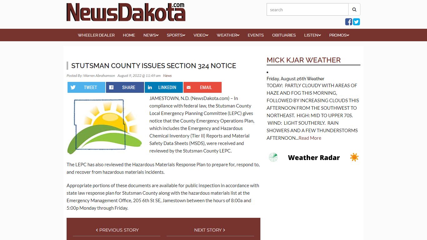 Stutsman County Issues Section 324 Notice | News Dakota